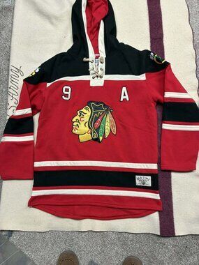 Old Time Hockey Throwback Chicago Blackhawks Bobby Hull Jersey Hoodie Size L